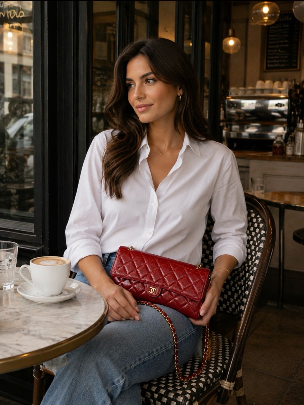 CHANEL CAVIAR CLASSIC FLAP CLUTCH BAG.